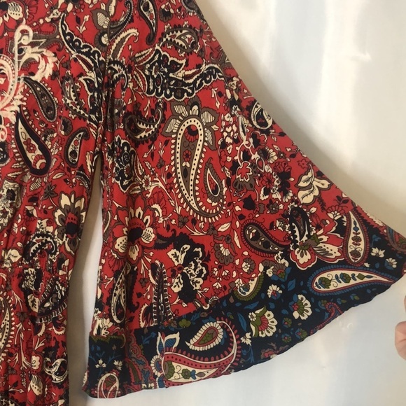 Flying Tomato Boho Paisley Embroidered Red Dress Size S - Picture 5 of 12